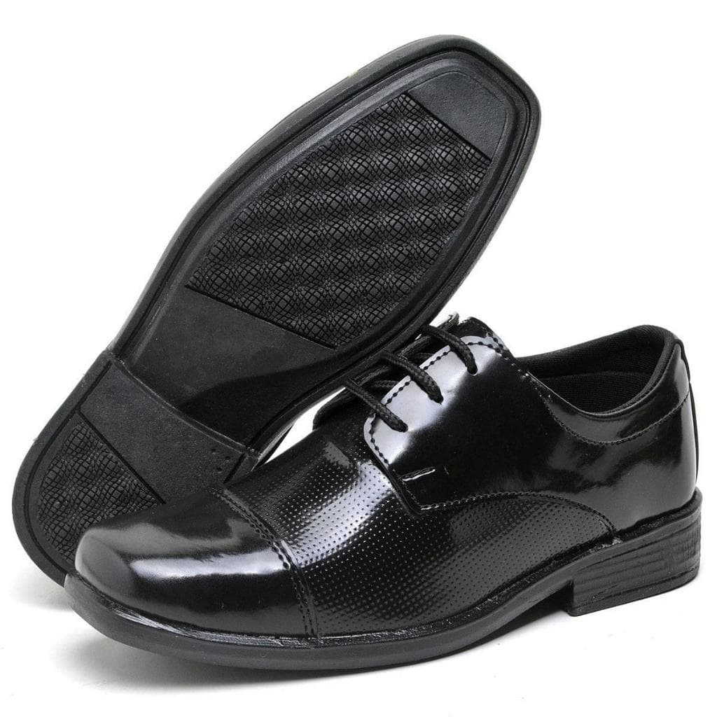 Sapato Infantil Social Daminho Leve e Macio De Amarrar  Feito em Verniz