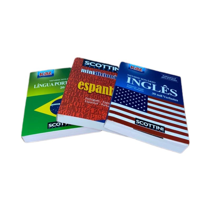 Kit Mini Dicionário: Português, Inglês, Espanhol Versão Atualizada C/ 20 e 30 mil Verbetes