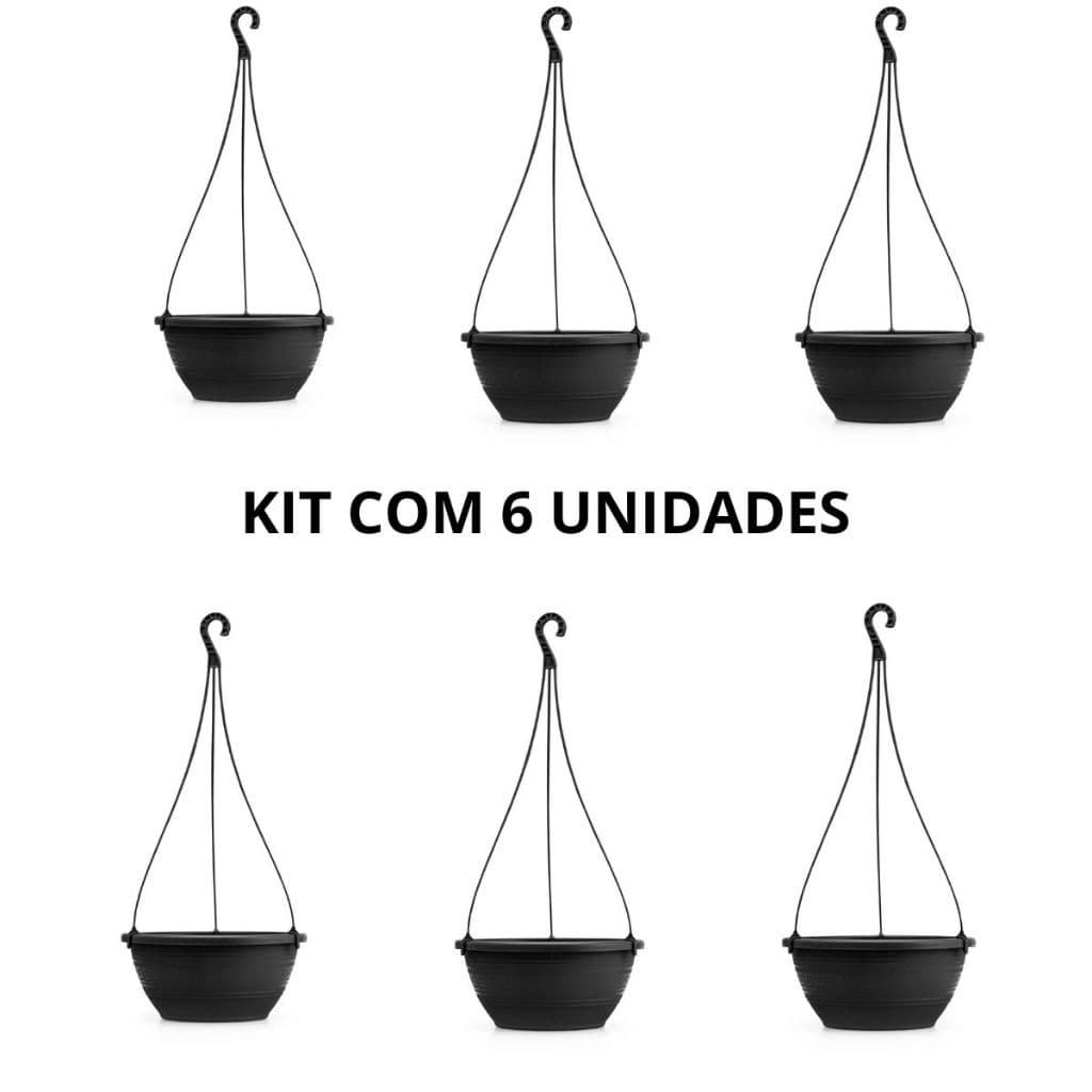 Kit 6 Vasos Cuia Redondo Com Alça 50cm Vaso Tacho 6 Litros Plastico