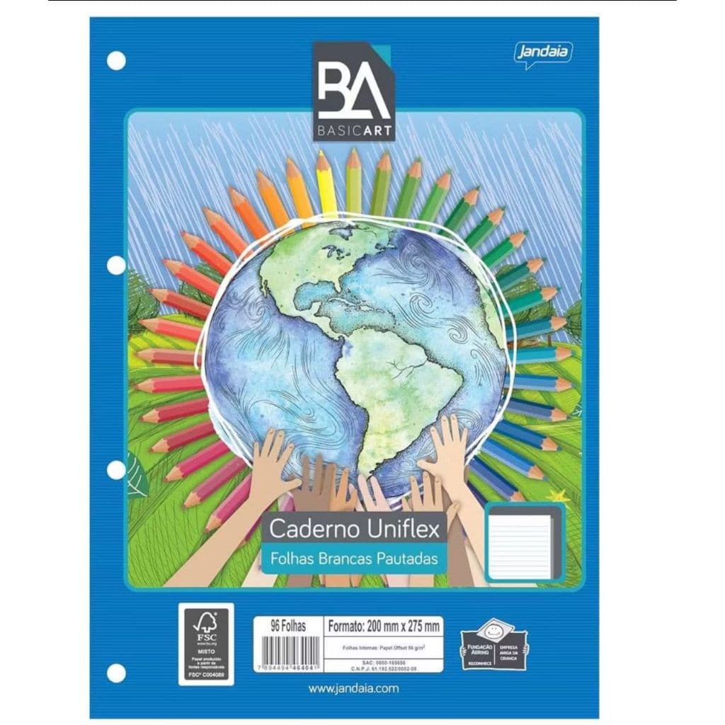 Bloco ( Folha Fichario Normal Pautada ) 96 Folhas Universitario Uniflex - Jandaia