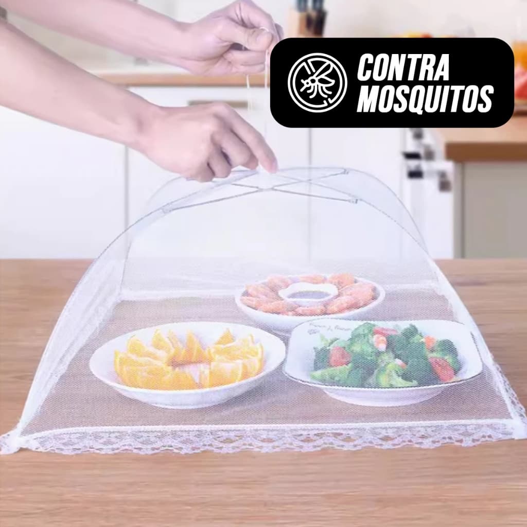 Mosquiteiro Tela 35CM Protetora Tampa Para Alimentos Modelo Guarda Chuva Tule