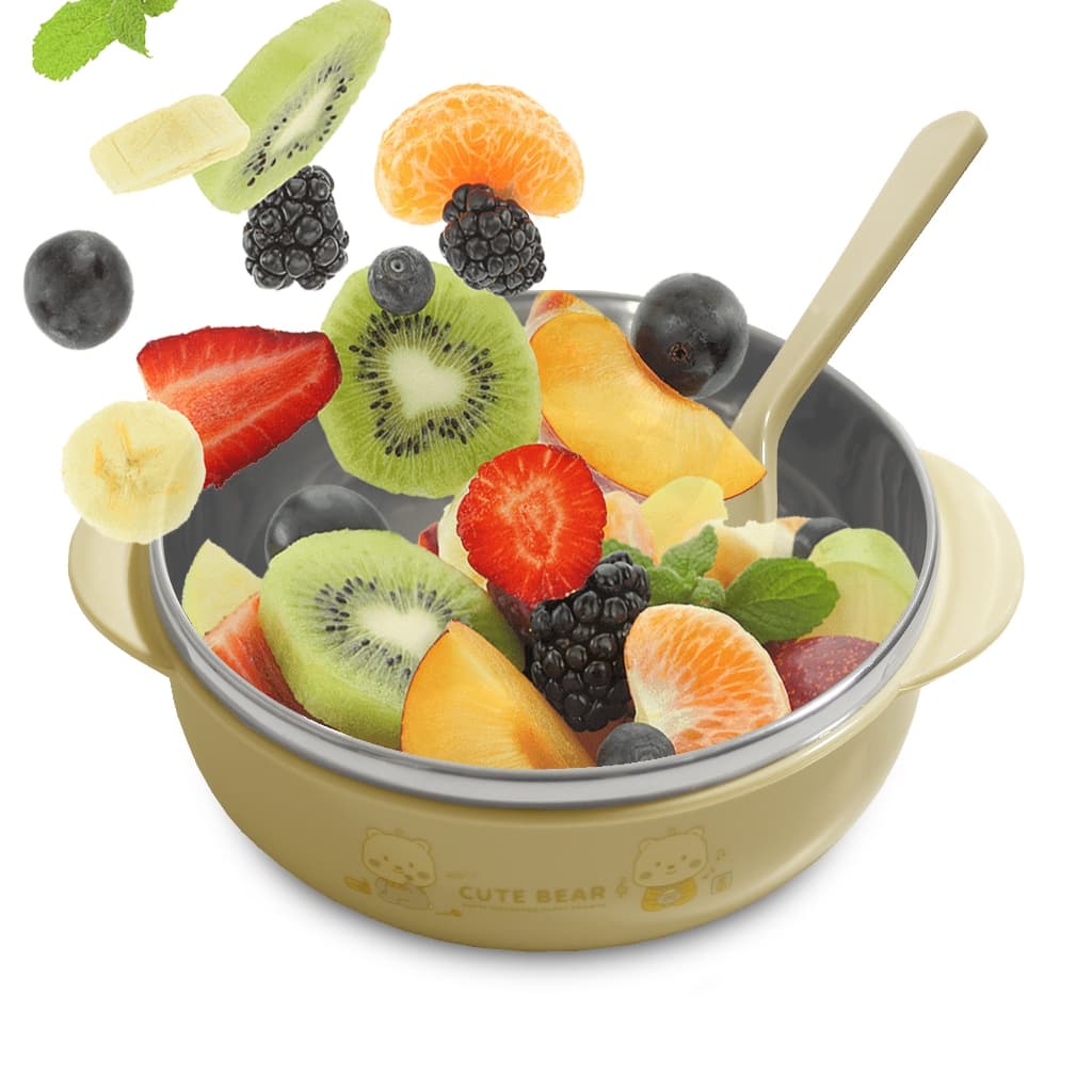 Prato Pratinho Alimentação Bebê Pote Infantil 300ml Tampa E Colher Livre de BPA Introdução Alimentar