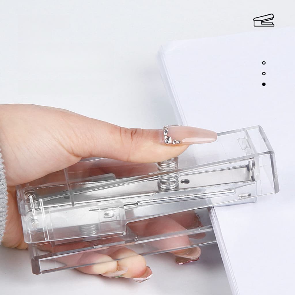 KIT Grampeador Moderno Acrilico Colorido 20 Folhas Escritorio, Trabalho - Diversos Modelos