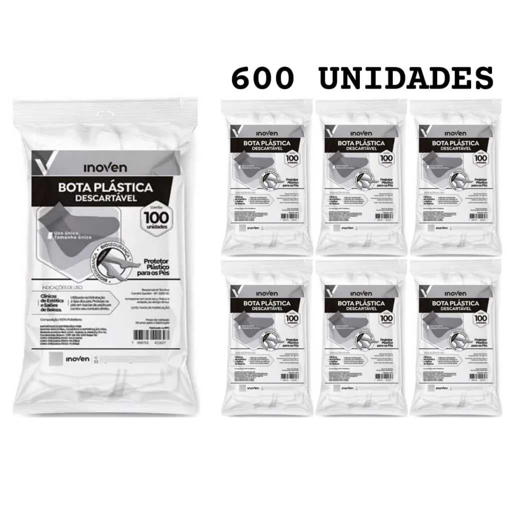 Kit 6 Pac / 600 Unidades Bota Plástica Descartável Pro pé  ENVIO/ FULL