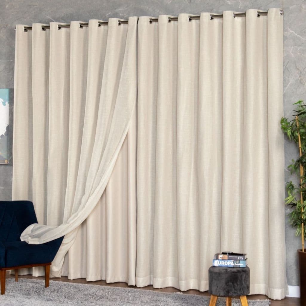 Cortina Voil Gaze de Linho com Forro Blackout 6m x 2,30/ 2,40/ 2,50/ 2,60/ 2,70/ 2,80 VARÃO