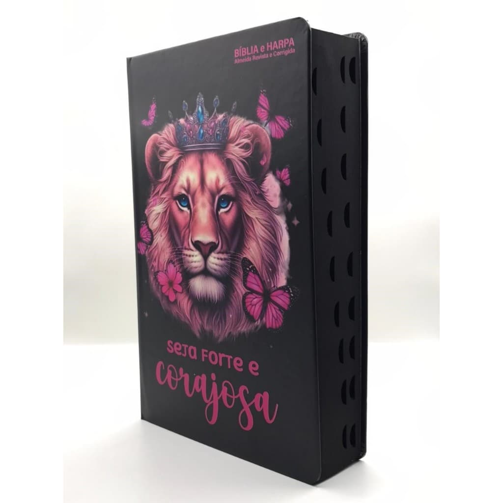 Bíblia Sagrada Tamanho Grande com Harpa Palavras de Jesus em Vermelho Capa Dura Leão Borboleta