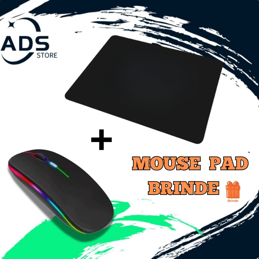 KIT Mouse sem fio + Mouse Pad Pequeno