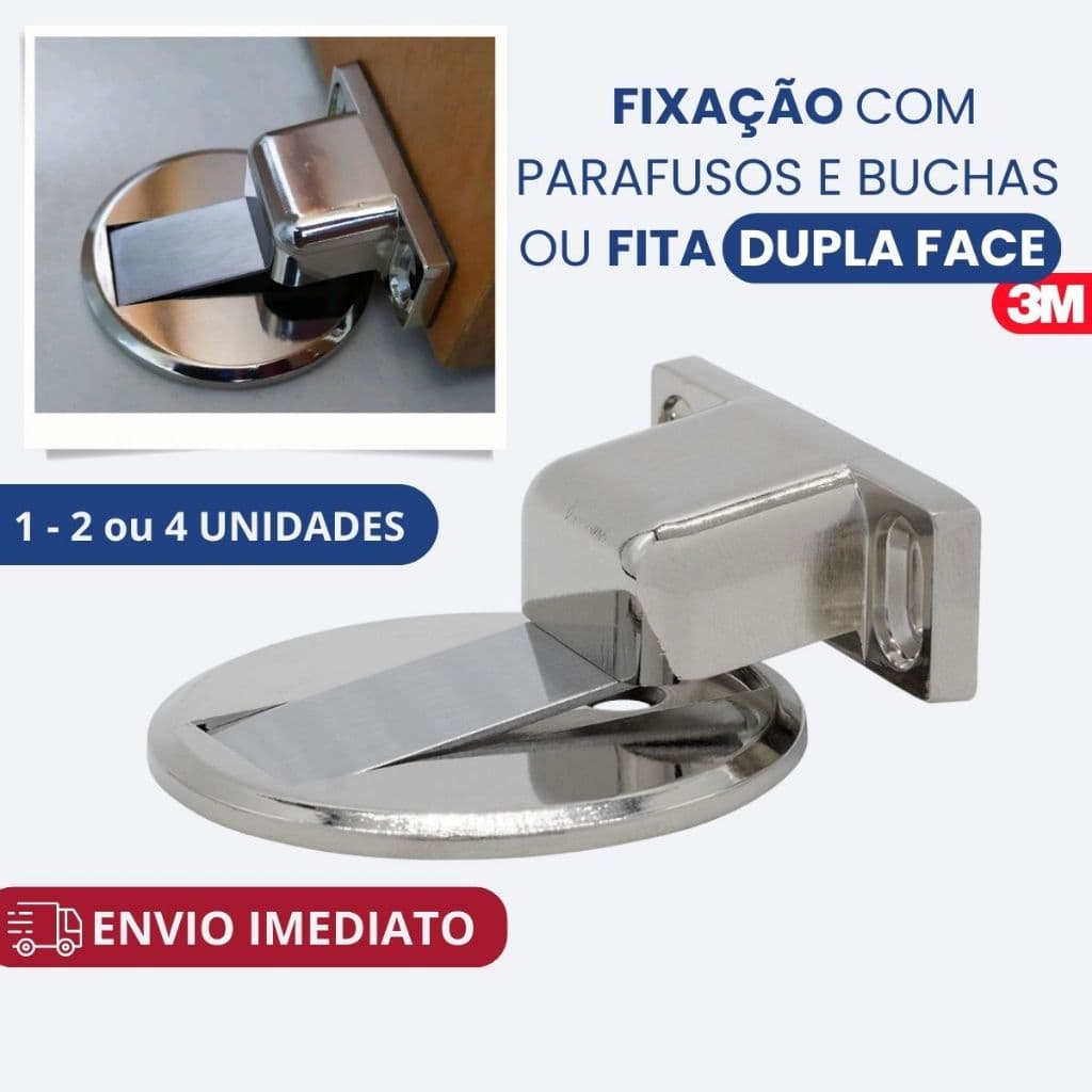 Prendedor Trava de Porta Magnético Slim Cromado