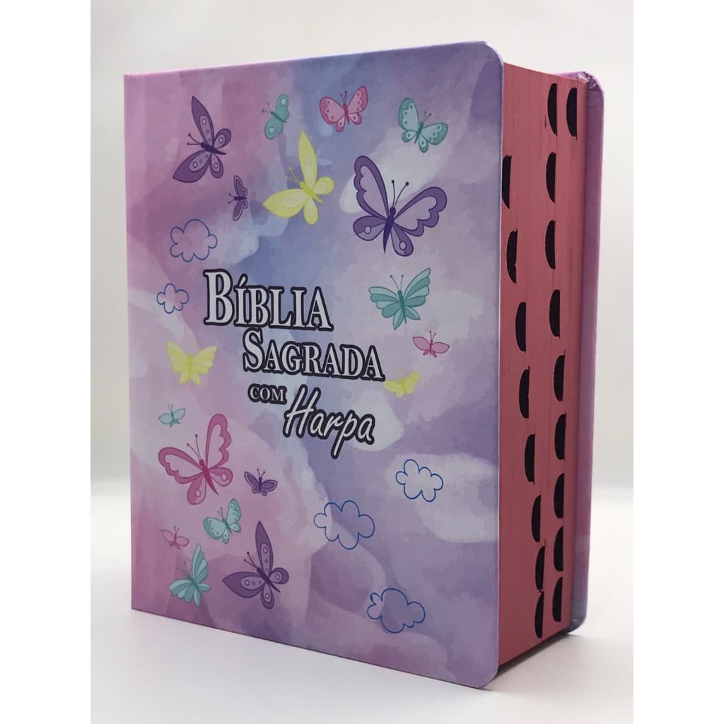 Bíblia Sagrada Com Harpa Tamanho Médio Palavra de Deus em Azul e Palavra de Jesus em vermelho Capa Dura