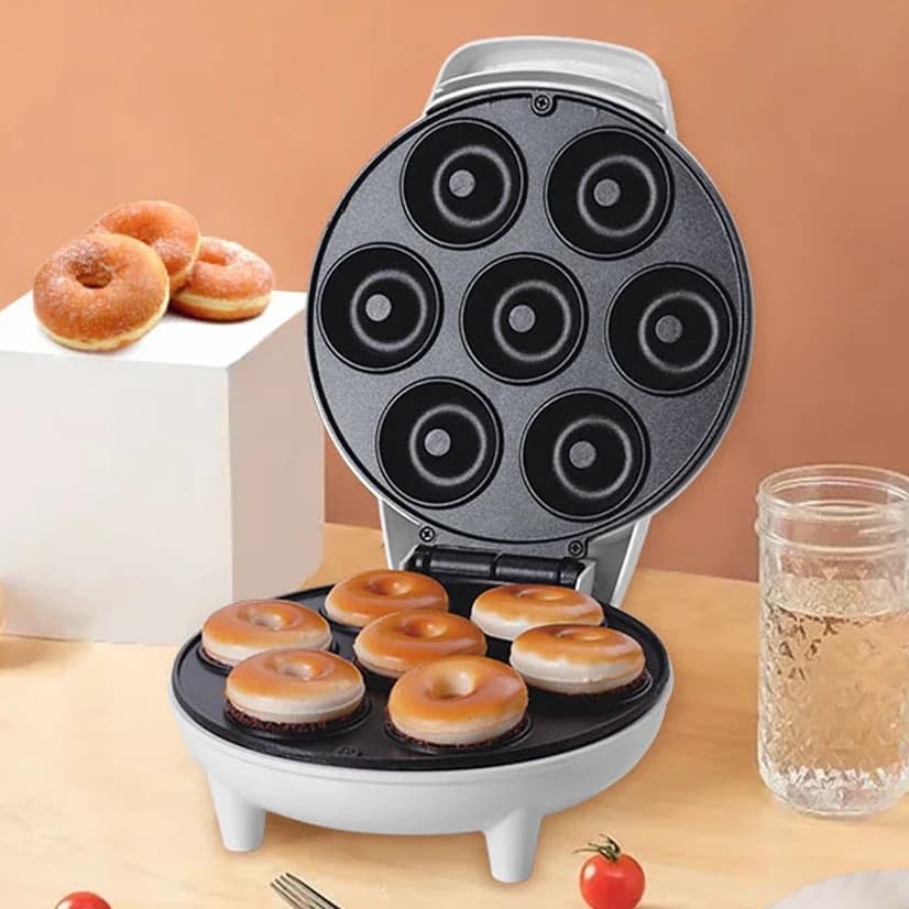 Mini Maquina De Donuts Café Da Manhã Capacidade Para 7 Mini Rosquinha Elétrica 110V Portátil