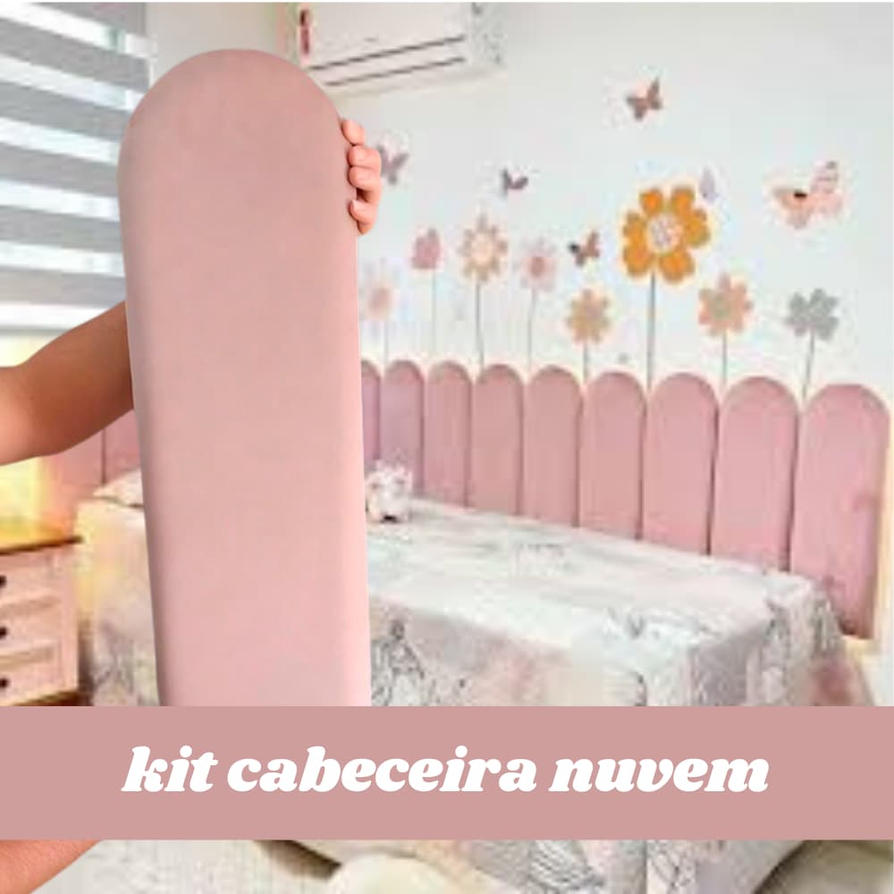 Kit Cabeceira Estofada Nuvem Suede Adesiva 20x60 Solteiro Casal Queen King solteiro em L