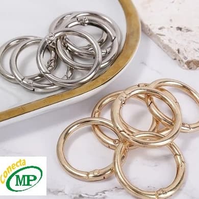 Kit 20 Argolas Premium Articuladas Mosquetão 27MM para Bolsas e Chaveiros