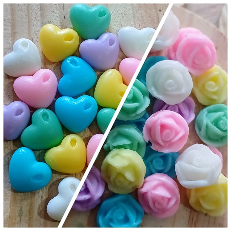 kit 100 Mini Sabonetes Perfumado 50 Florzinha + 50 Coração lembrancinha Escolher cores aroma chat