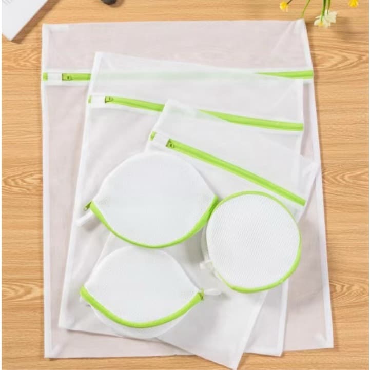 Kit 5 Sacos De Lavar Roupas Com Zíper verde WL- 2387