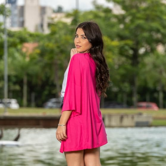 Kit 3 Kimonos Cardigan Feminino Manga 3/4 Soltinho Viscose - Meia Estação e Verão - Terceira Peça, Saída de Praia