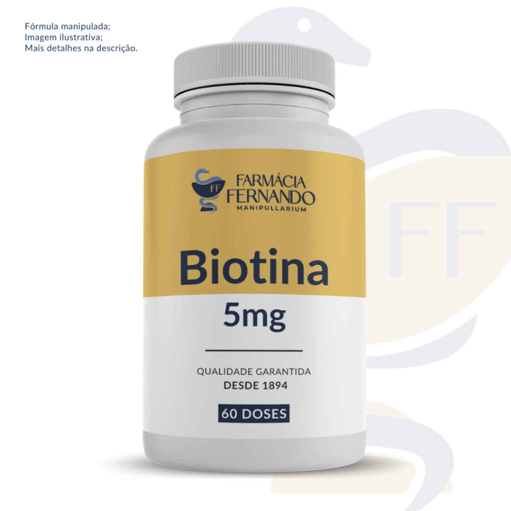 Biotina 5mg 60 doses - Suplemento Crescimento Capilar