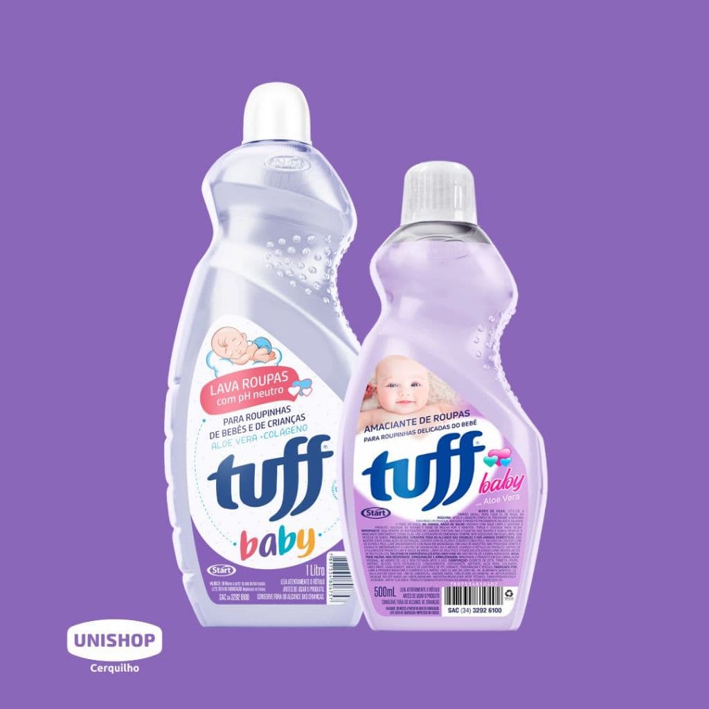 Kit Lava Roupa Líquido Neutro 1L + Amaciante Tuff Baby 500ml