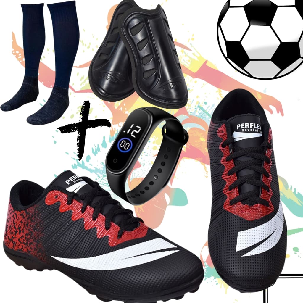 CHUTEIRA SOCIETY ADULTO e INFANTIL com MEIÃO RELOGIO e CANELEIRA Colada e Costurada Promoção