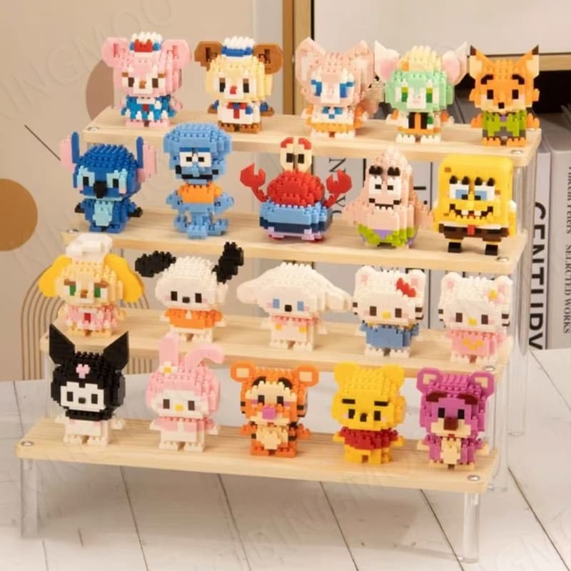 blocos de montar bob esponja Montáveis e Colecionáveis petit block Stitch Mario Pikachu 24- Personagens