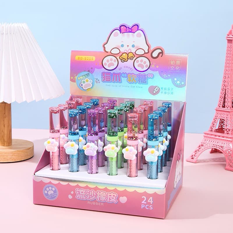 Kit 4/8/12  peças Borracha Escolar Retratil Sweep de Urso e Unicórnio e patinho