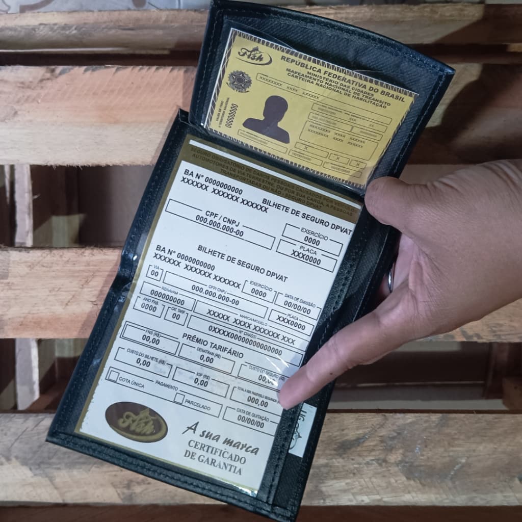 Porta Documento Carteira Moto Carro e Habilitação Compacta Com Porta Cartão - Envio Imediato