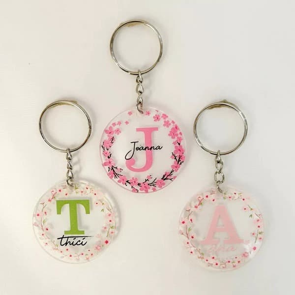Kit 5 Chaveiros Em Acrílico Personalizado Com Seu Nome E A Inicial