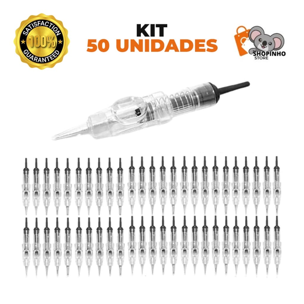 50 Agulhas Dermografo Easy Click 1 Ponta/ 2 Pontas/ 3 Pontas/ 5 Pontas Kit com 50 Unidades