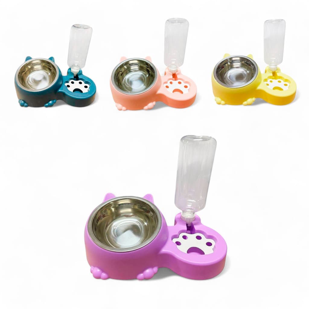 Comedouro e Bebedouro Duplo Automático Tigela inox Adaptador pelos longos