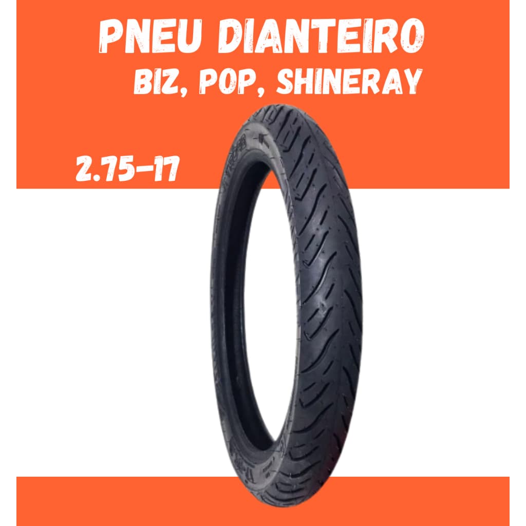 Pneu Pop 100 Biz Shineray Dianteiro Com Câmara 2.75-17