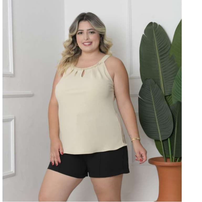 Regata alça larga Feminina plus size tecido duna GG ao G3
