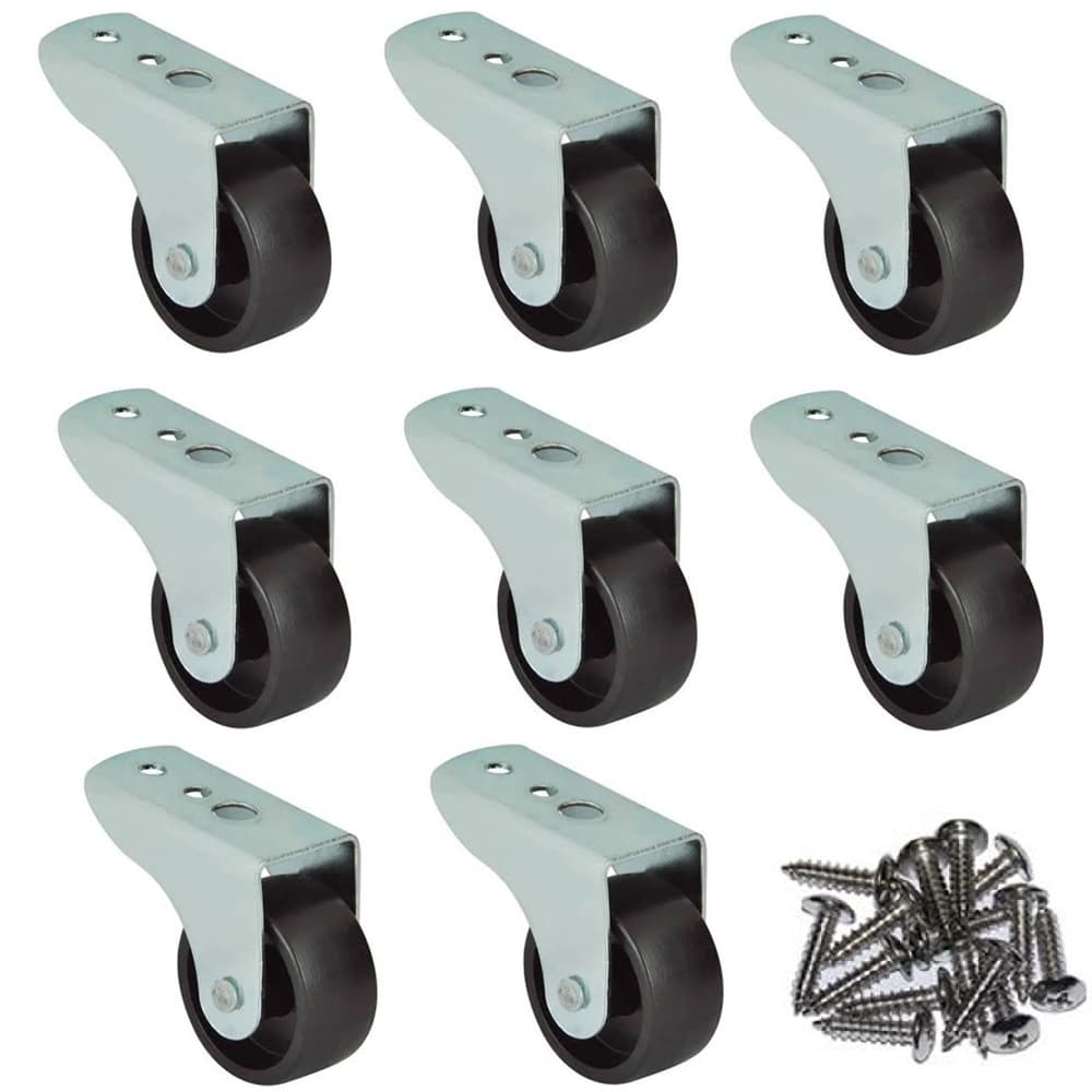 Kit 8 Rodinhas Sofá Retrátil Nylon Preto 32 mm com Parafuso