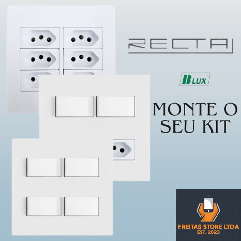 MONTE O SEU KIT: Conjunto 4x4 Tomada Branca 10a 20a Interruptor Simples Paralelo Branco Satin Fosco
