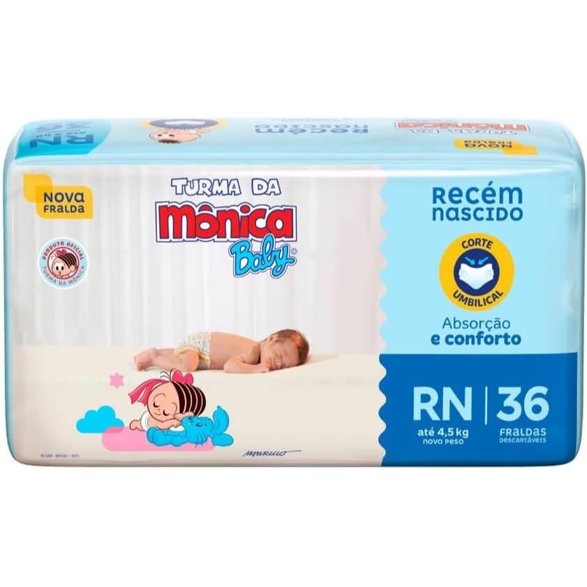 Fralda Turma da Mônica Baby RN 36 Unidades