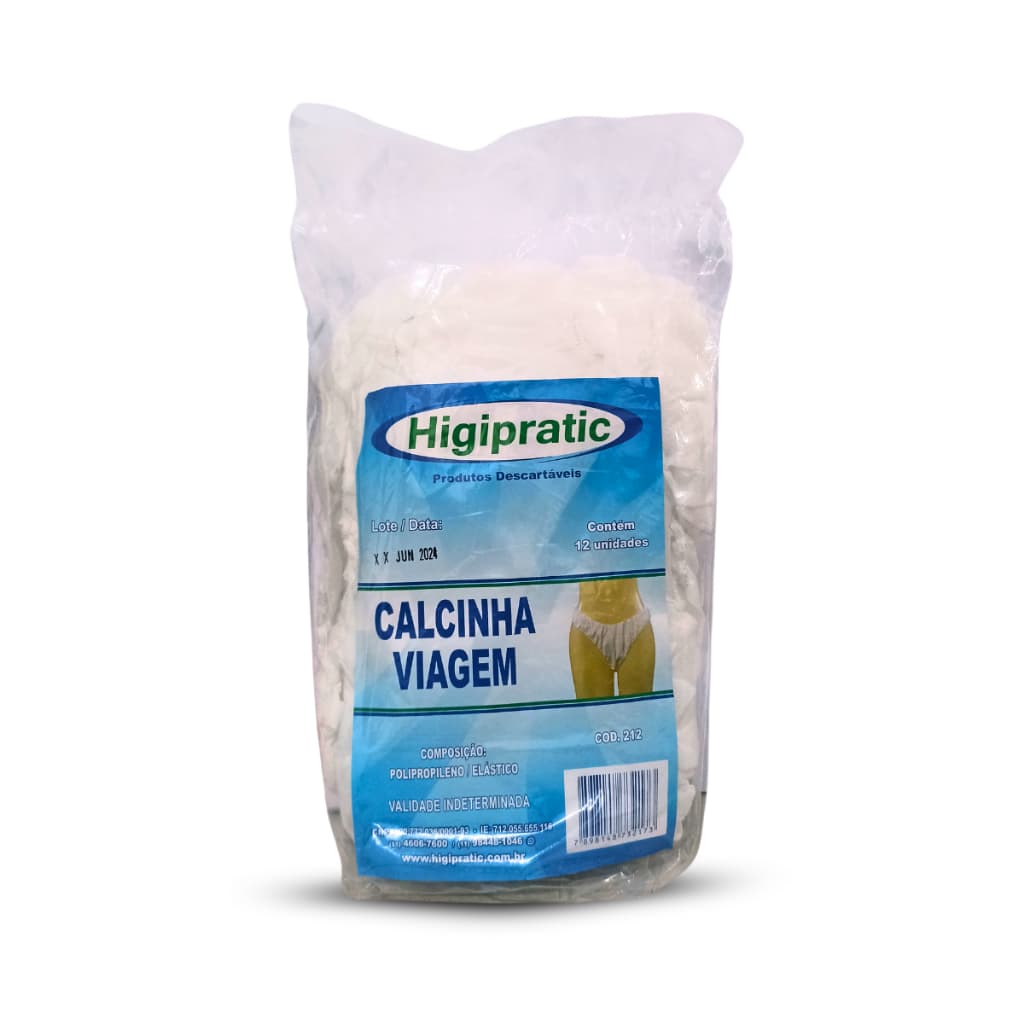 Calcinha Descartável Viagem Higipratic Tnt Gr20 - Pct 12un