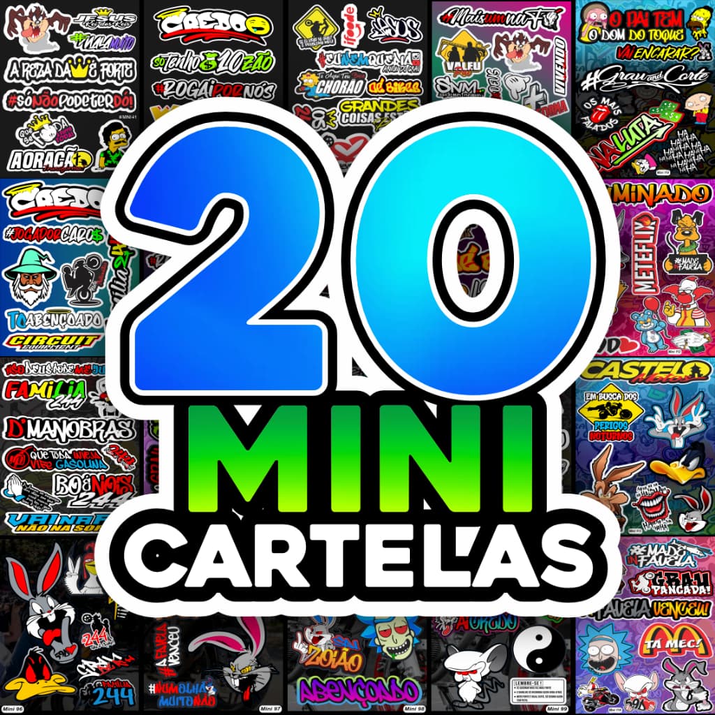 Adesivos Revenda 20 Mini cartelas 14x20cm 150 adesivos KM04