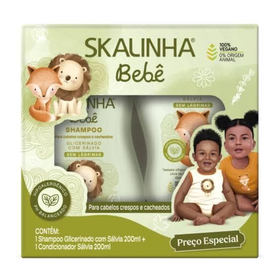 Kit Shampoo 200ml + Condicionador 200ml Skalinha Bebê Glicerinado c/ Salvia
