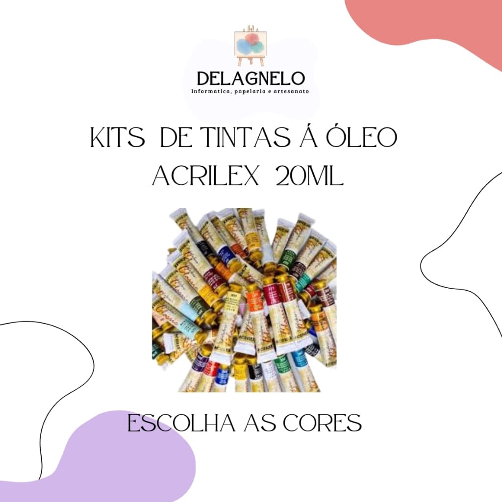 Kit de Tinta Óleo Oil Colors Acrilex 20ml Para pintura em Tela - Cores a sua escolha