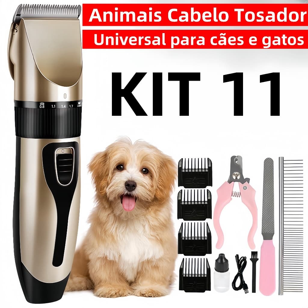 Kit 11 Máquina De Tosa Para Pet Profissional Corte Cabelo Animais Cortador Elétrico Envio rápido