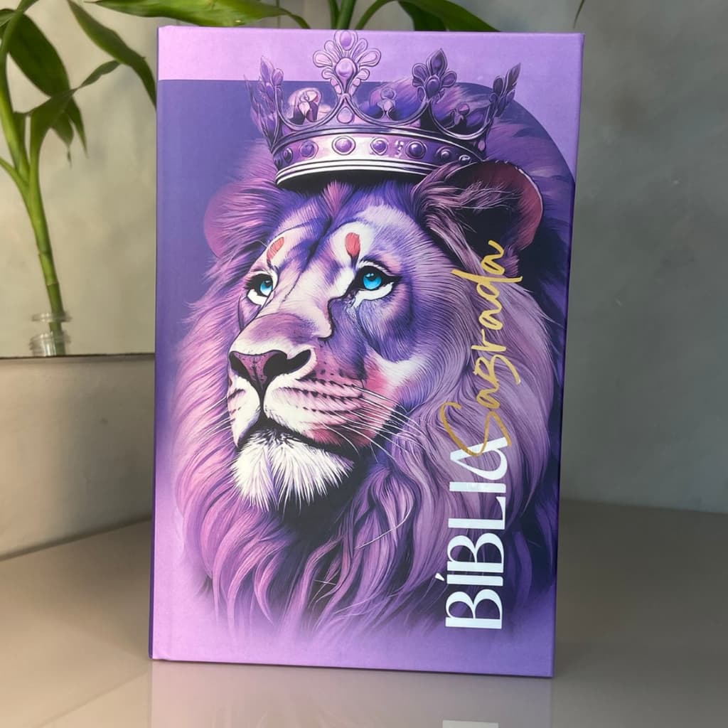 Bíblia Sagrada Feminina Evangélica Leão Roxo LETRAS MÉDIAS Com Harpa e Índice Palavras de Jesus Destacadas