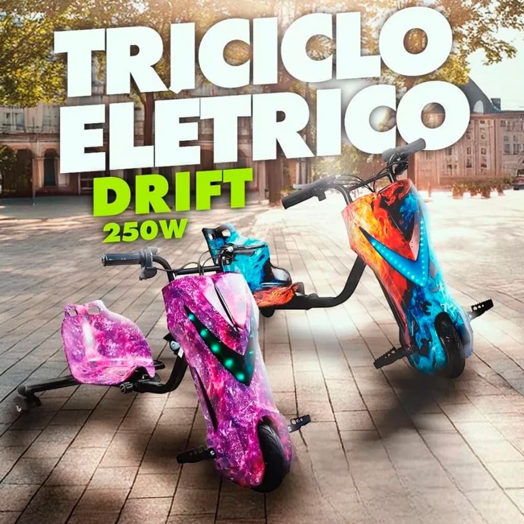 Triciclo Elétrico Infantil 6,5' Polegadas Bluetooth Luz Led Brilhante - Com Garantia 3 Velocidades