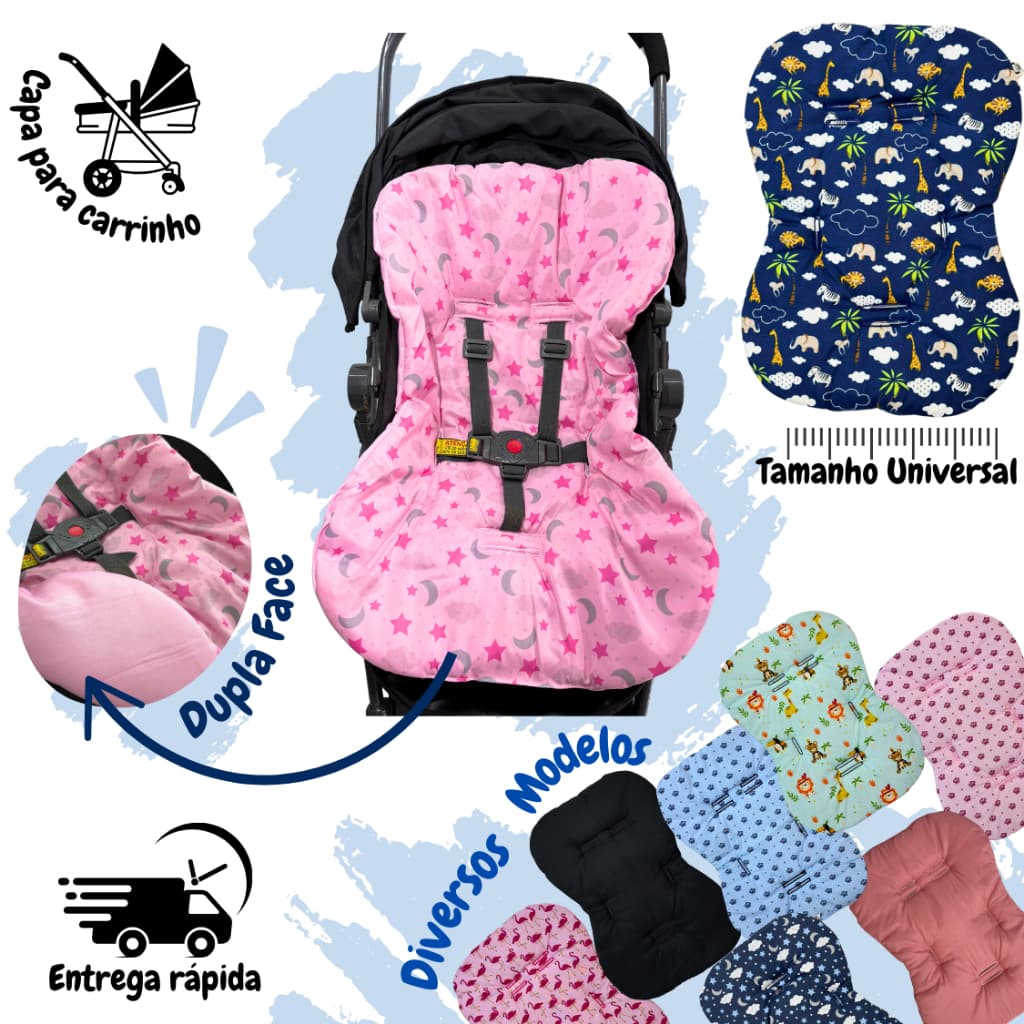 Capa carrinho de bebê acolchoada tamanho universal dupla face galzerano cosco burigotto Chicco