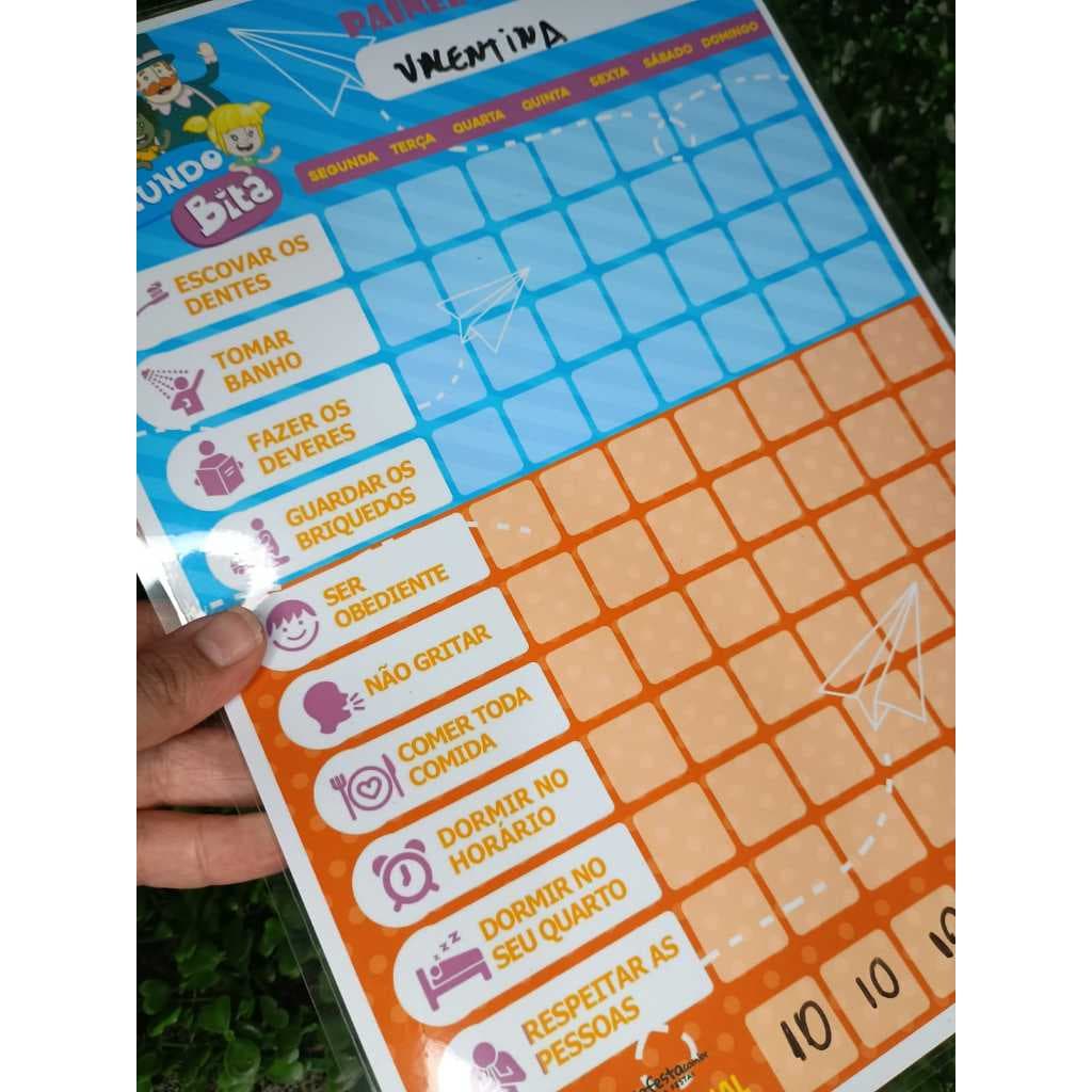 Quadro de incentivo infantil com canetinha apagador