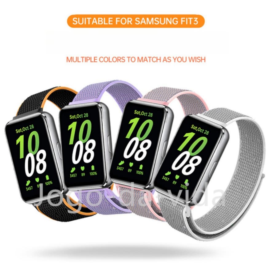 Pulseira De Nylon Substituição Respirável Para Samsung Galaxy Fit 3 SM-R 390 ZK