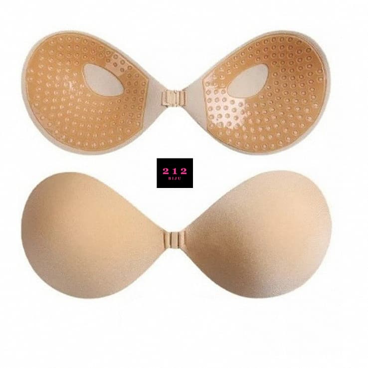 Sutiã Adesivo Oval Silicone Invisível Com Amarração Levanta Seio Push Up 212BIJU