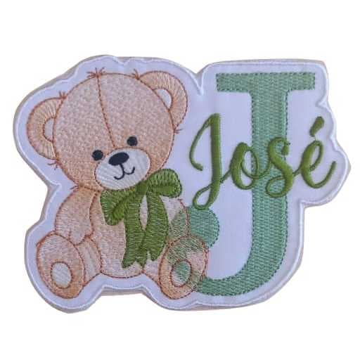 01 PATCH BORDADO TERMOCOLANTE URSO COM LETRA E NOME - LEIA DESCRIÇÃO