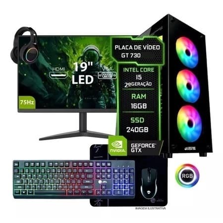 Pc Gamer Completo I5 8gb, Ssd 120gb, Placa Vídeo 4gb