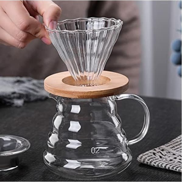 Cafeteira de Vidro Borossilicato Com Tampa e Filtro 600ml