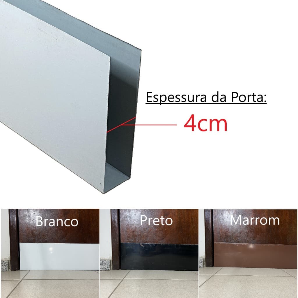 Salva Porta 4cm x 18cm Altura Fabricado em Aço Galvalume Pintura Eletrostática Tapa Frestas