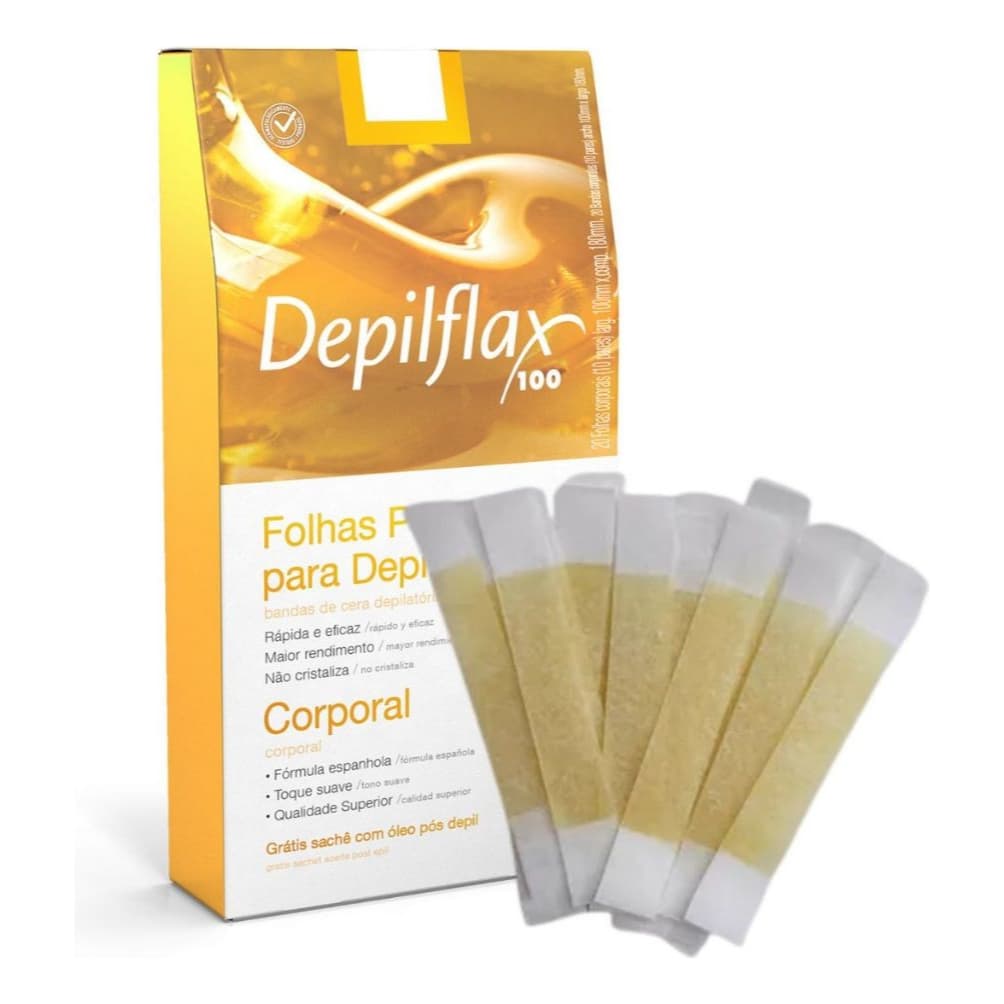 100 Tiras Depilflax p/Depilação de Sobrancelhas Natural