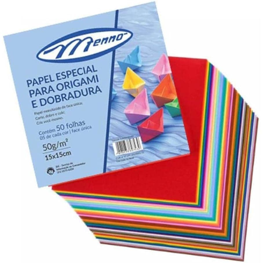 Papel Especial para Origami e Dobradura Colorido 50 folhas 50g/m² Menno